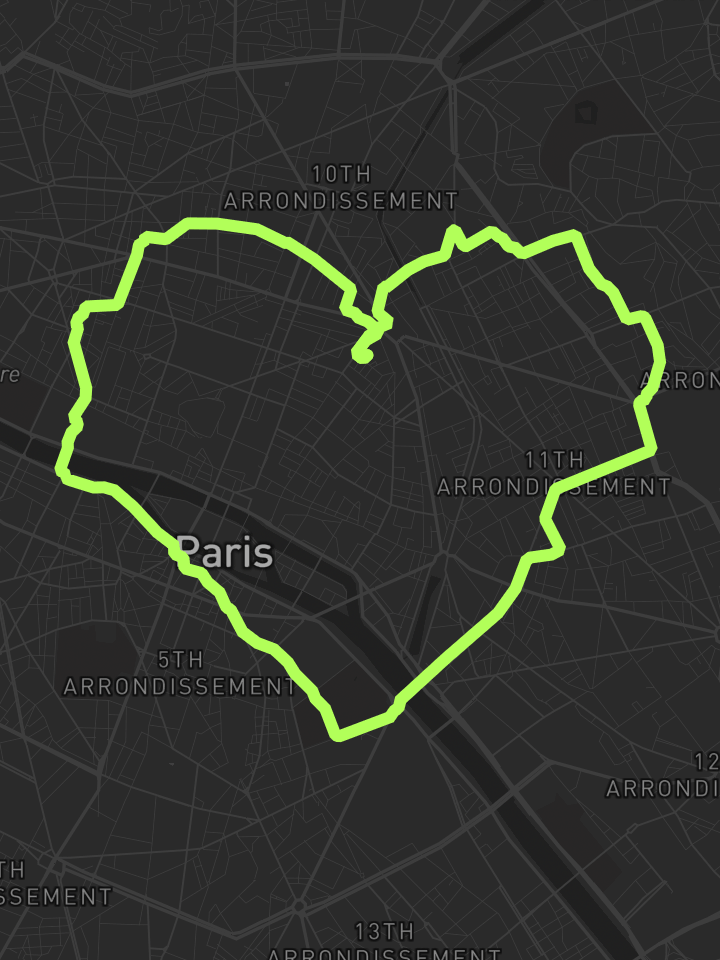 Heart route through Le Marais, Paris