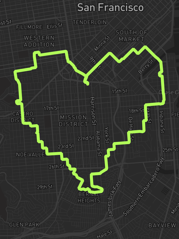 Heart route through Mission, San Francisco