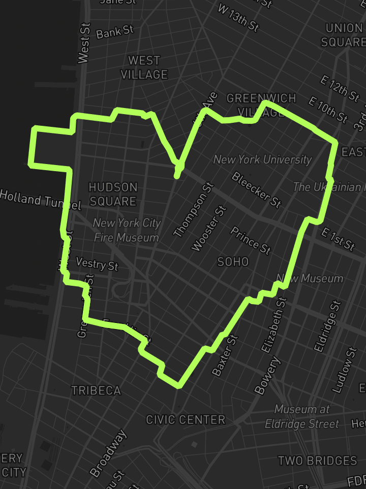 Heart route through SoHo, NYC