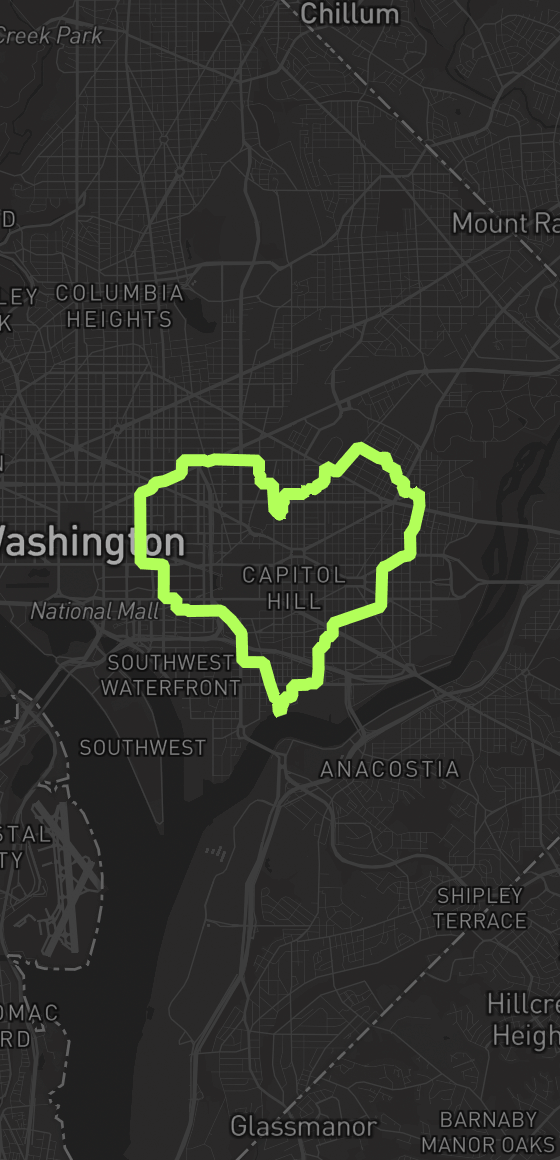 Heart route through Capitol Hill, DC