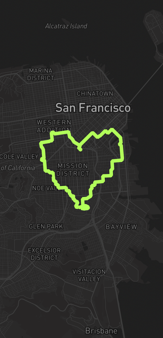 Heart route through Mission, San Francisco